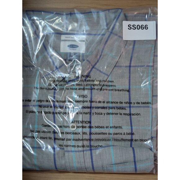 Old Navy Mens Slim Fit Gray Plaid Button-Down Shirt X-Large Long Sleeve Cotton - Picture 11 of 11